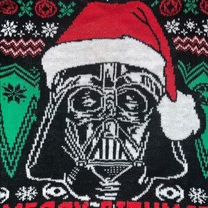 Mens Star Wars Festive Holiday Christmas  Darth Vader Sweater Red, Green, Black